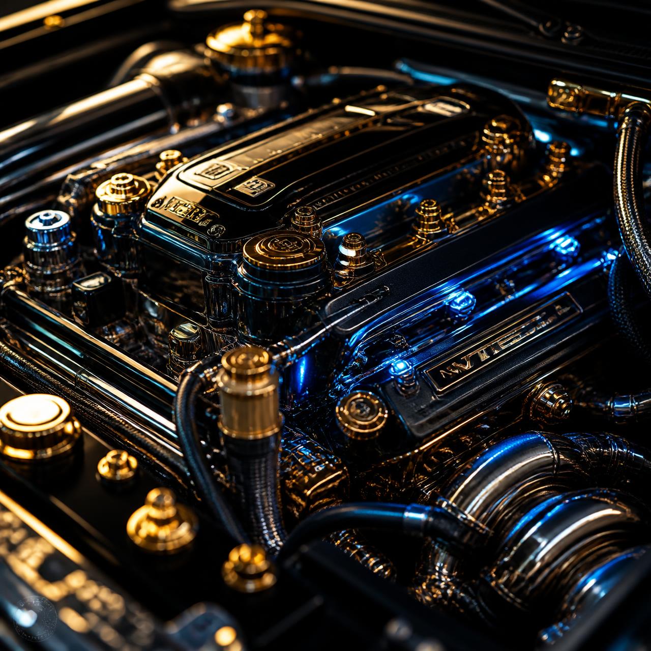 Luxury German engine close-up